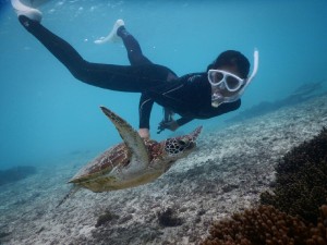 流れがあってもウミガメスキンダイビング