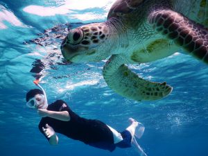 宮古島生まれのお客様もシュノーケル