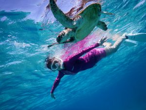 ピンクタッパでシュノーケリング